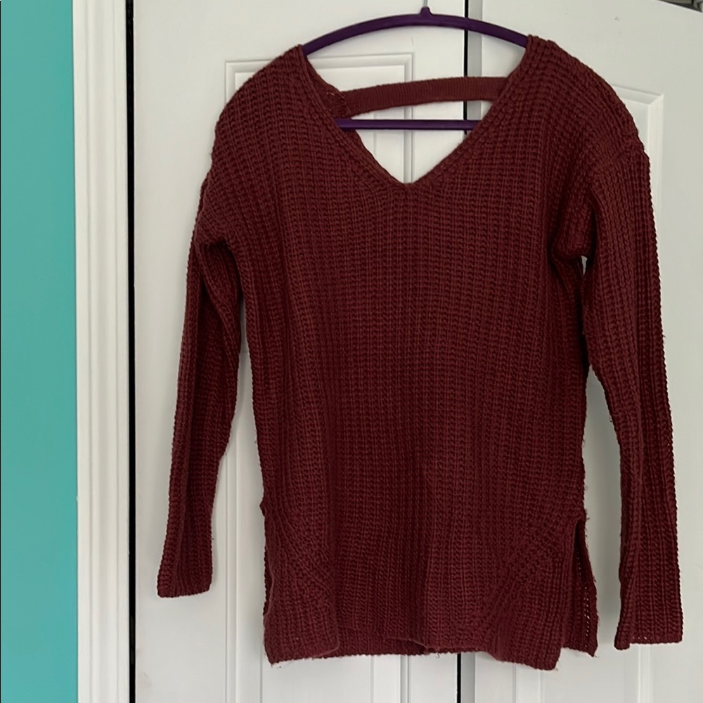 Pink Rose Red V-Neck Sweater
